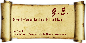 Greifenstein Etelka névjegykártya